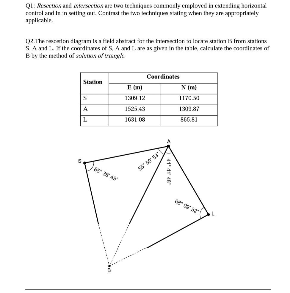 Qs The Traverse Diagram Below Is A Field Abstract For The Polygon Traverse Abcdea Calculate The Adjusted Coordinates O 2