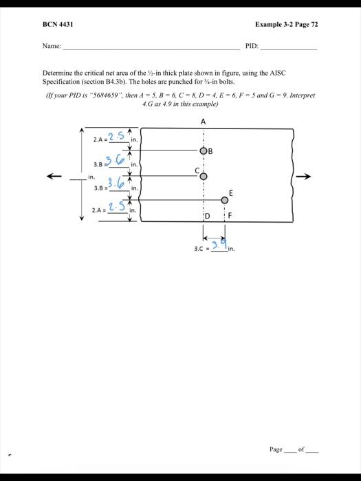 Bcn 4431 Name Determine The Critical Net Area Of The 2 In Thick Plate Shown In Figure Using The Aisc Specification Se 1