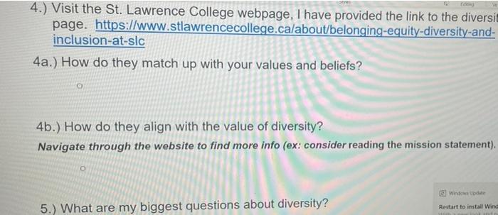 4 Visit The St Lawrence College Webpage I Have Provided The Link To The Diversit Page Https Www Stlawrencecollege 1