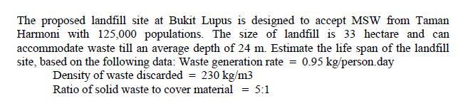 The Proposed Landfill Site At Bukit Lupus Is Designed To Accept Msw From Taman Harmoni With 125 000 Populations The Siz 1