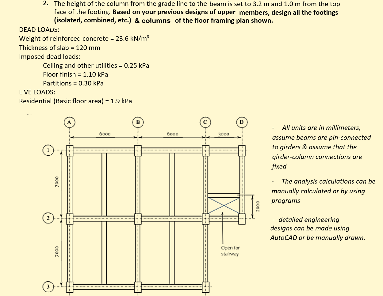 2 The Height Of The Column From The Grade Line To The Beam Is Set To 3 2 M And 1 0 M From The Top Face Of The Footing 1