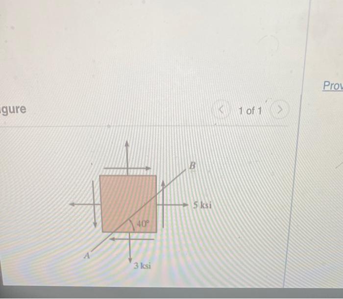 Gure A 40 3 Ksi 5 Ksi 1 Of 1 Prov 1 Of 1 Y Part A Determine The Stress Components Acting On The Inclined Plane Ab In 1