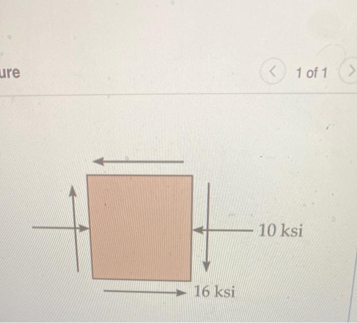 Ure 16 Ksi 1 Of 1 10 Ksi Using The Mohr S Circle Constructed For The Given Plane Stress Select The Points That Represe 1