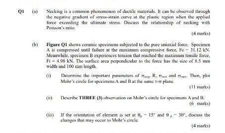 Q1 A B Necking Is A Common Phenomenon Of Ductile Materials It Can Be Observed Through The Negative Gradient Of Stre 1
