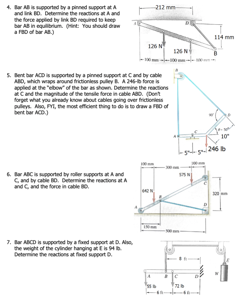 4 Bar Ab Is Supported By A Pinned Support At A And Link Bd Determine The Reactions At A And The Force Applied By Link 1