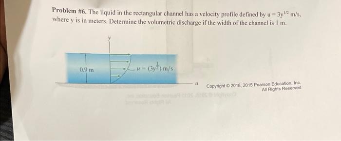Problem 6 The Liquid In The Rectangular Channel Has A Velocity Profile Defined By U 3y 2 M S Where Y Is In Meters 1