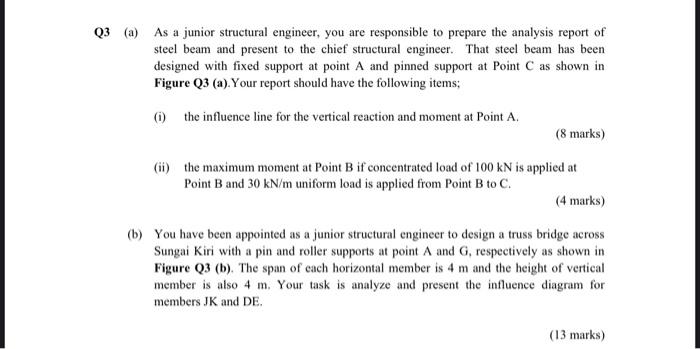 Q3 A As A Junior Structural Engineer You Are Responsible To Prepare The Analysis Report Of Steel Beam And Present To 1