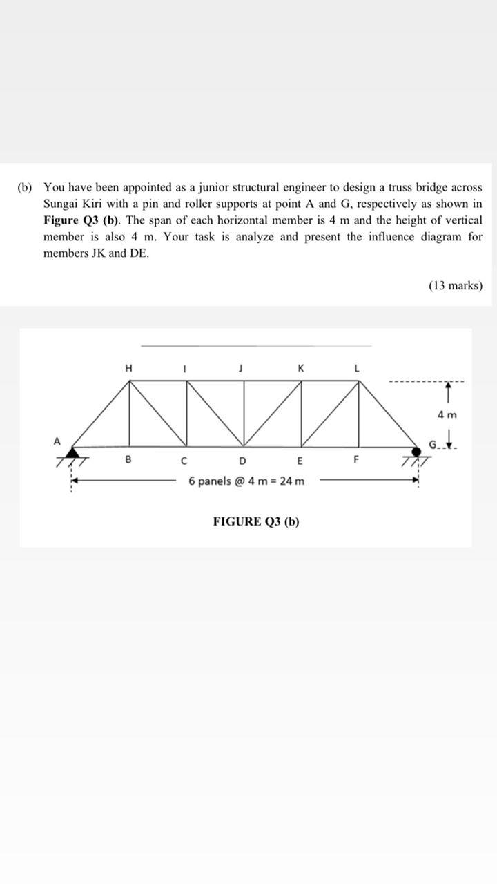 B You Have Been Appointed As A Junior Structural Engineer To Design A Truss Bridge Across Sungai Kiri With A Pin And R 1