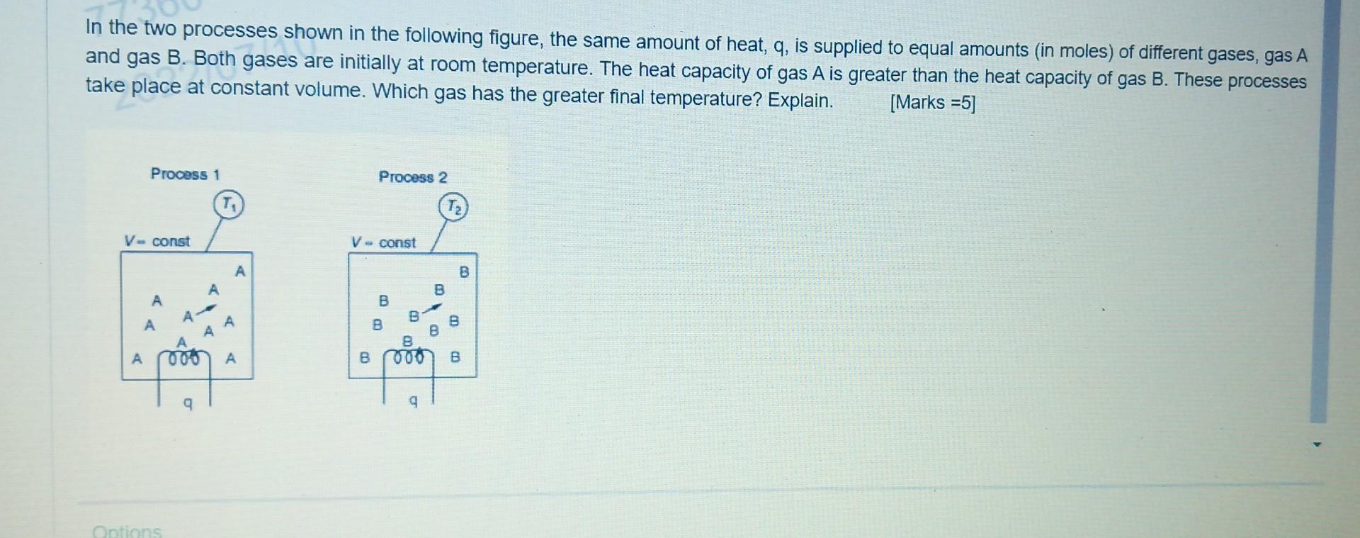 In The Two Processes Shown In The Following Figure The Same Amount Of Heat Q Is Supplied To Equal Amounts In Moles 1