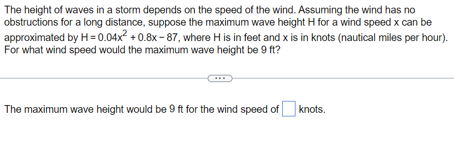 The Height Of Waves In A Storm Depends On The Speed Of The Wind Assuming The Wind Has No Obstructions For A Long Distan 1