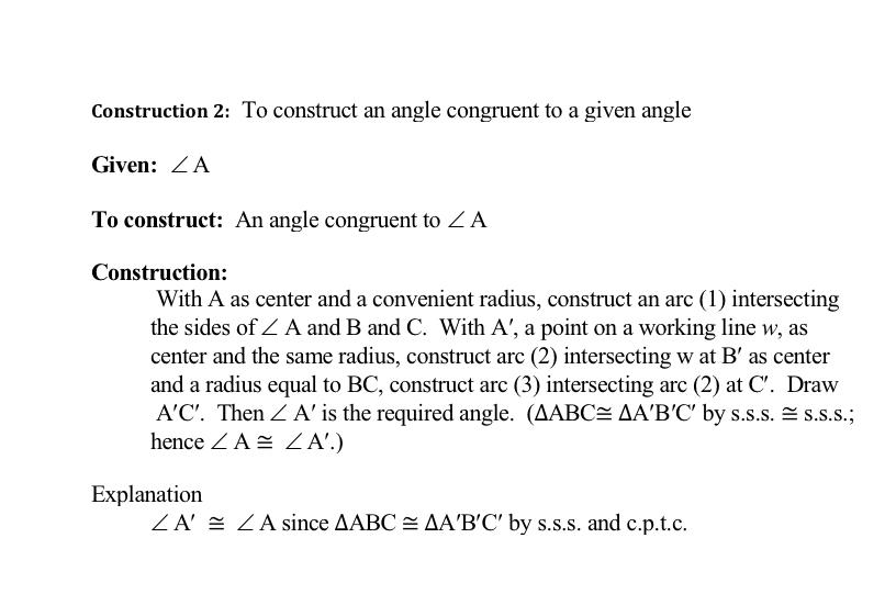 Construction 2 To Construct An Angle Congruent To A Given Angle Given Za To Construct An Angle Congruent To Z A Const 1