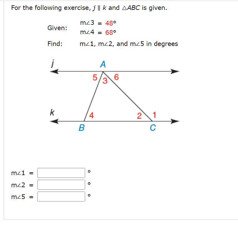 For The Following Exercise J K And Aabc Is Given M 1 Mz2 M 5 Given Find K M 3 48 M 4 68 M 1 Mz2 And 1