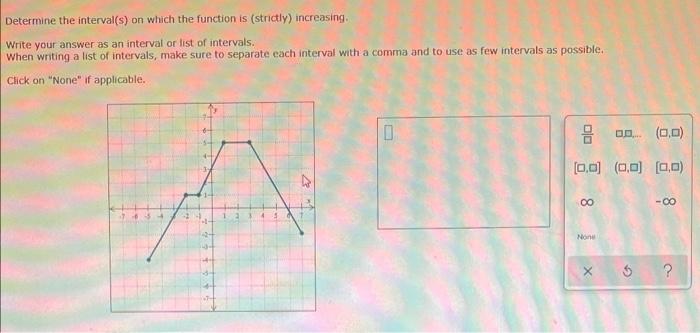 Determine The Interval S On Which The Function Is Strictly Increasing Write Your Answer As An Interval Or List Of In 1