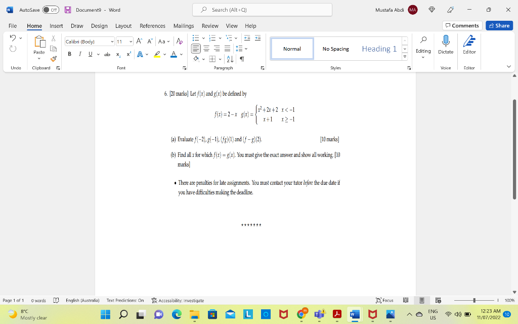 W Autosave Unda File Home Insert Draw Design Layout Du A X Li G Paste S Page 1 Of 1 Off Clipboard S 0 Words 8 C Mostl 1