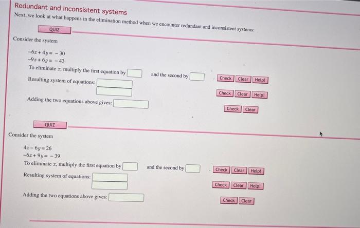 Redundant And Inconsistent Systems Next We Look At What Happens In The Elimination Method When We Encounter Redundant A 1