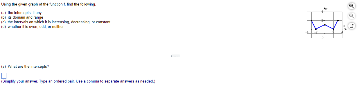 Using The Given Graph Of The Function F Find The Following A The Intercepts If Any B Its Domain And Range C The 1