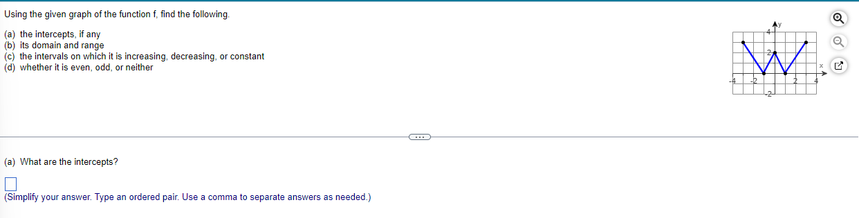 Using The Given Graph Of The Function F Find The Following A The Intercepts If Any B Its Domain And Range C The 1