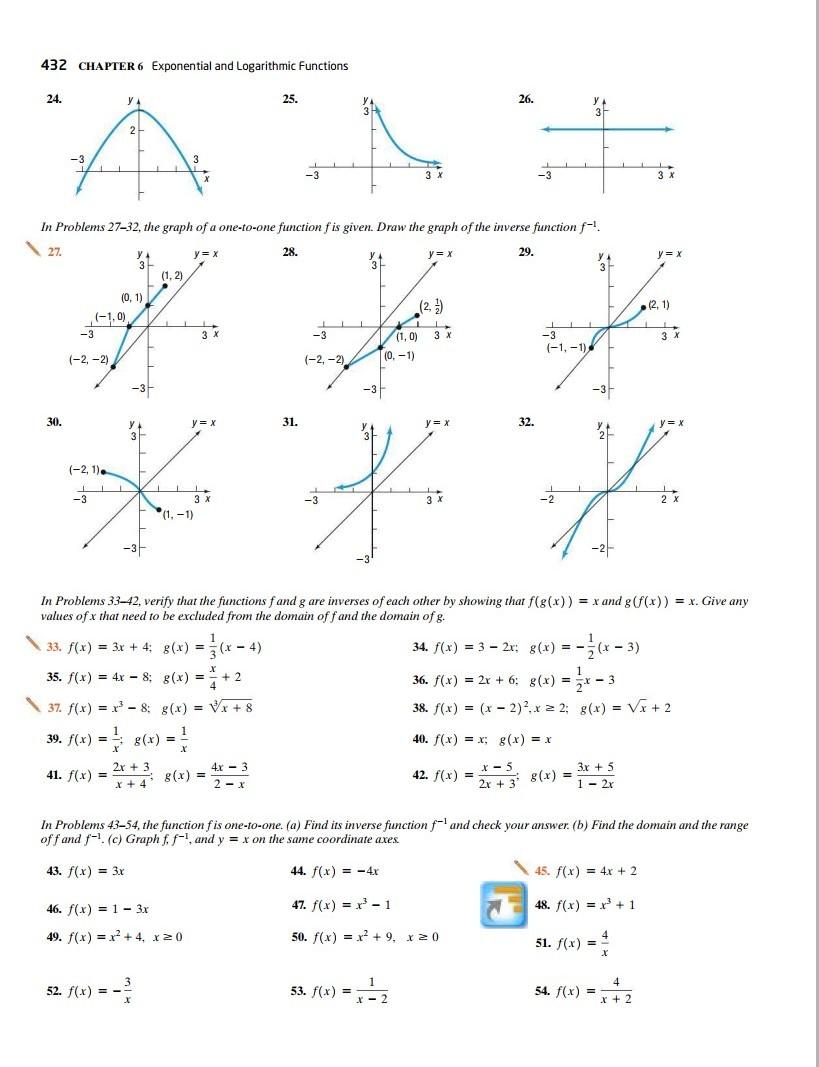 432 Chapter 6 Exponential And Logarithmic Functions 24 Y 30 2 Y X 1 2 0 1 J 1 0 3 3 X 2 2 3 2 1 1