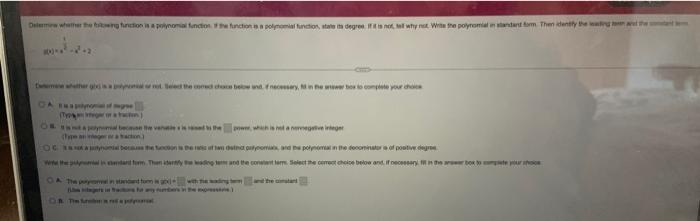 Deler Whether The Wing Function Is A Polynomial Function If The Function Is A Polynomial Function State Its Degree If 1