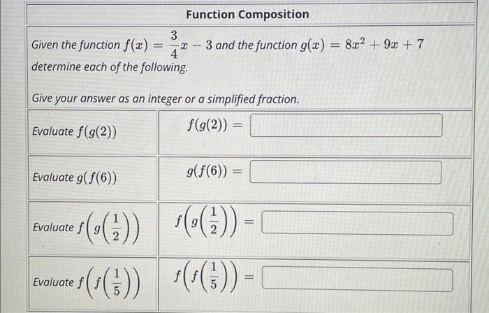 Function Composition 3 3 And The Function G X 8x2 9x 7 4 Determine Each Of The Following Given The Function F 1