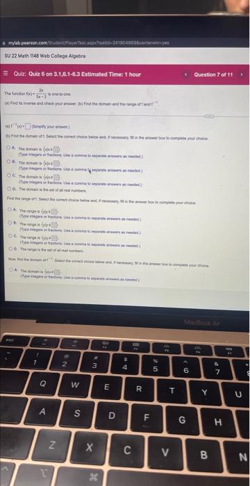 Mylab Pearson Com Studenplayertest Aspatid 3413 Su 22 Math 1148 Web College Algebra Quiz Quiz 6 On 3 1 6 1 6 3 Estimate 1
