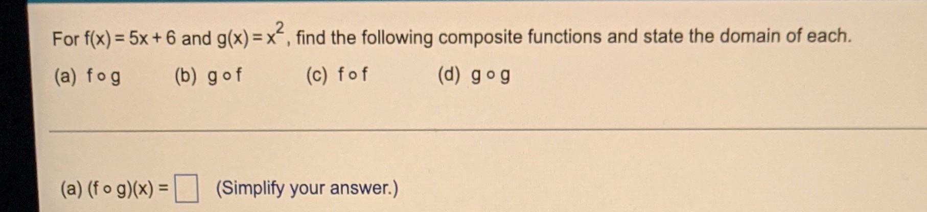 Evaluate Each Expression Using The Graphs Of Y F X And Y G X Shown Below A Gof 6 B Gof 0 C Fog 3 D 12