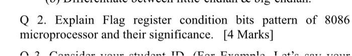 Q2 Explain Flag Register Condition Bits Pattern Of 8086 Microprocessor And Their Significance 4 Marks N2 Cennida Ti 1