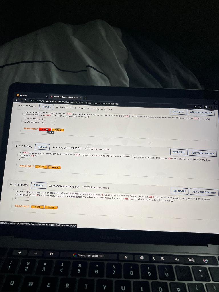 Content C A Not Secure 12 1 Points Details Aufmodmath1 9 1c 015 D 12 Submissions Used 1 Han 8 1 Sche Systems 1