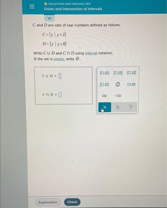 Equations And Inequalities Union And Intersection Of Intervals C And D Are Sets Of Real Numbers Defined As Follows C 1