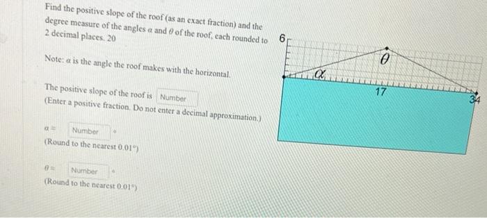 Find The Positive Slope Of The Roof As An Exact Fraction And The Degree Measure Of The Angles A And Of The Roof Each 1