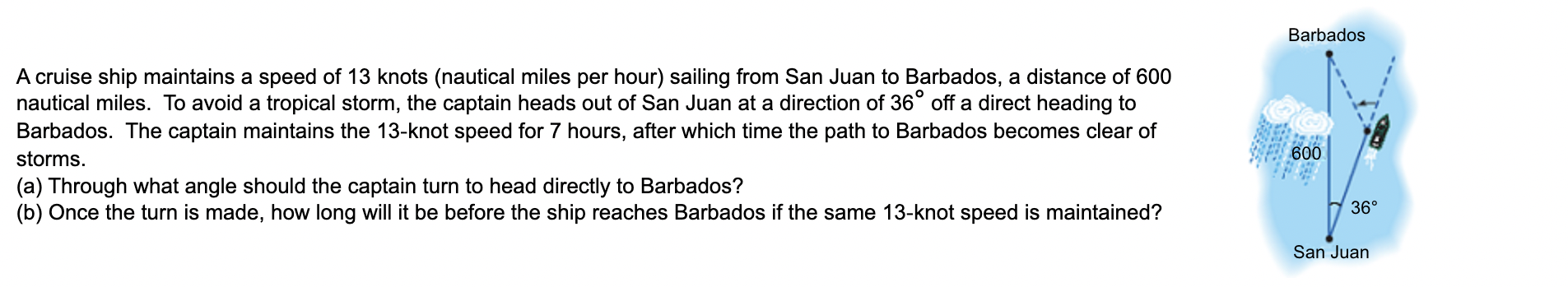 A Cruise Ship Maintains A Speed Of 13 Knots Nautical Miles Per Hour Sailing From San Juan To Barbados A Distance Of 6 1