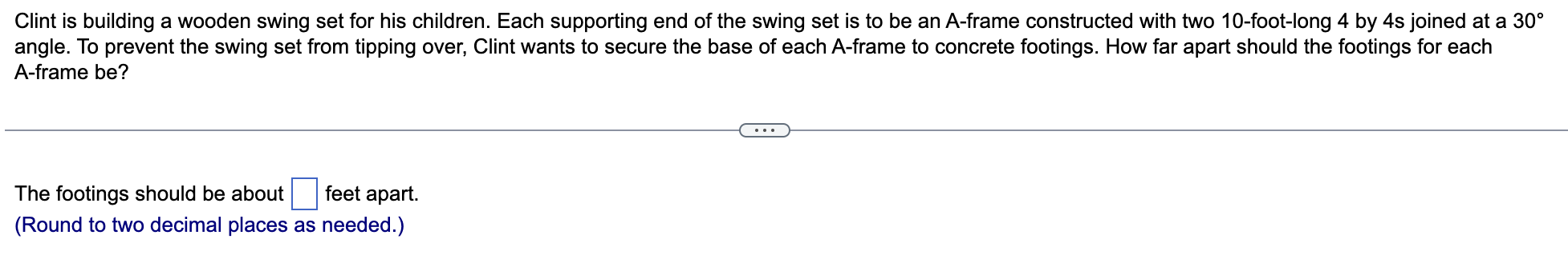 Clint Is Building A Wooden Swing Set For His Children Each Supporting End Of The Swing Set Is To Be An A Frame Construc 1