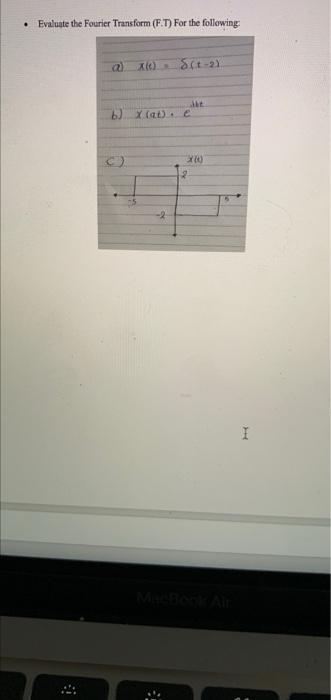 Evaluate The Fourier Transform Ft For The Following 2 X6 811 21 At 2 2 I Evaluate The Fourier Transform F T F 1