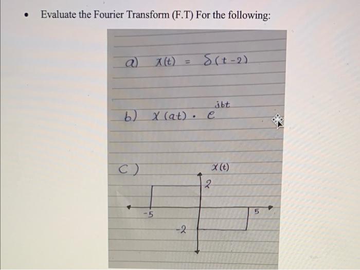 Evaluate The Fourier Transform Ft For The Following 2 X6 811 21 At 2 2 I Evaluate The Fourier Transform F T F 3