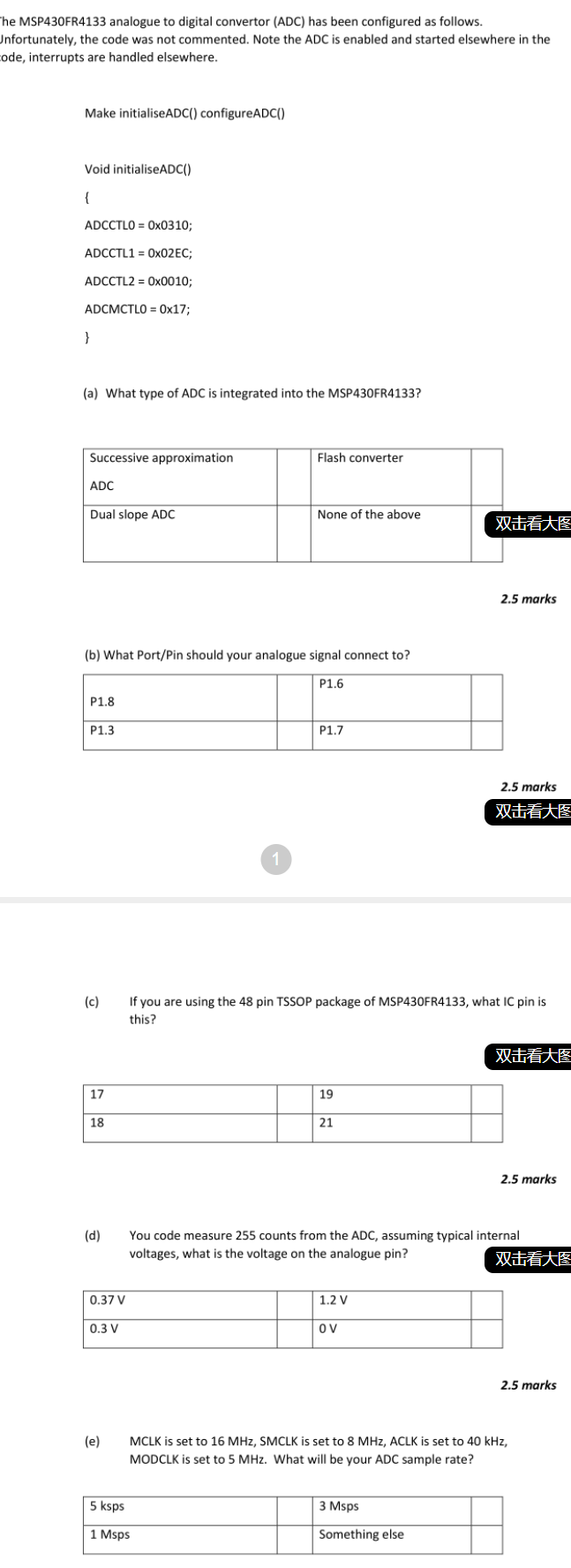 The Msp430fr4133 Analogue To Digital Convertor Adc Has Been Configured As Follows Unfortunately The Code Was Not Com 1