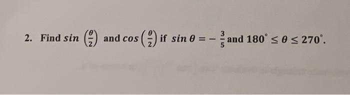 2 Find Sin And Cos If Sin 0 And 180 0 270 1