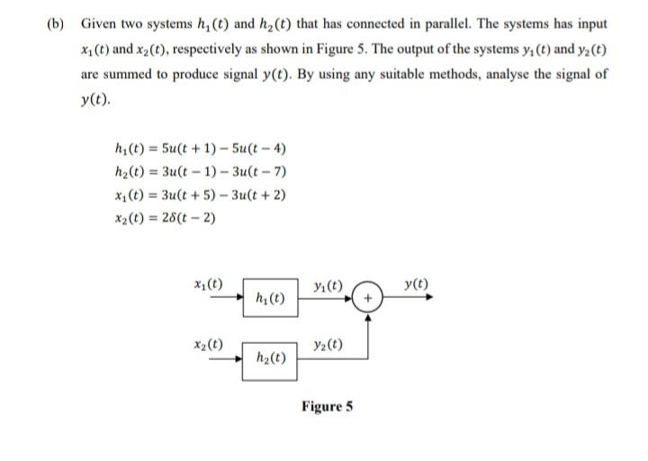 B Given Two Systems H T And Hz T That Has Connected In Parallel The Systems Has Input Xi T And X2 1 Respectivel 1