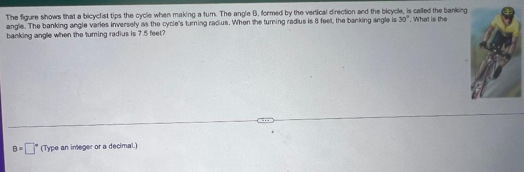 The Figure Shows That A Bicyclist Tips The Cycle When Making A Turn The Angle B Formed By The Vertical Direction And T 1