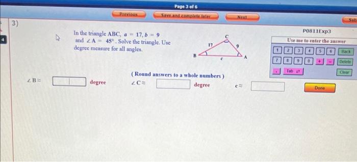 3 Zb Previous In The Triangle Abc A 17 B 9 And Za Degree Measure For All Angles Degree Page 3 Of 6 Saw And Com 1