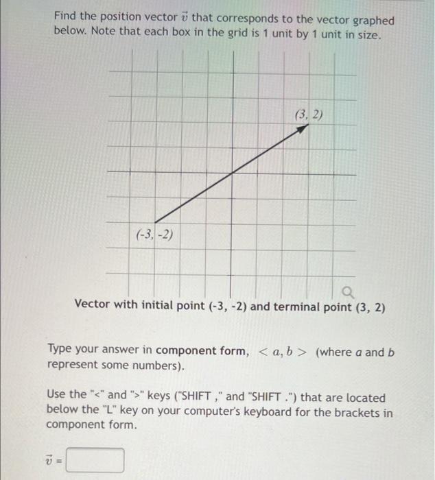 Find The Position Vector That Corresponds To The Vector Graphed Below Note That Each Box In The Grid Is 1 Unit By 1 Uni 1