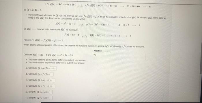 Fog 2 92 45 00 Fog 2 9 2 45 2 60 1 36 90 60 So Fog 2 6 If We Don T Have A Formula For Fog X Then We C 1