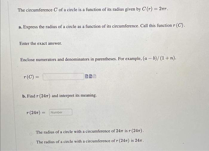 The Volume V Of A Sphere In Terms Of Its Radius R Is Given By V R 73 Express R As A Function Of V And Find The 3