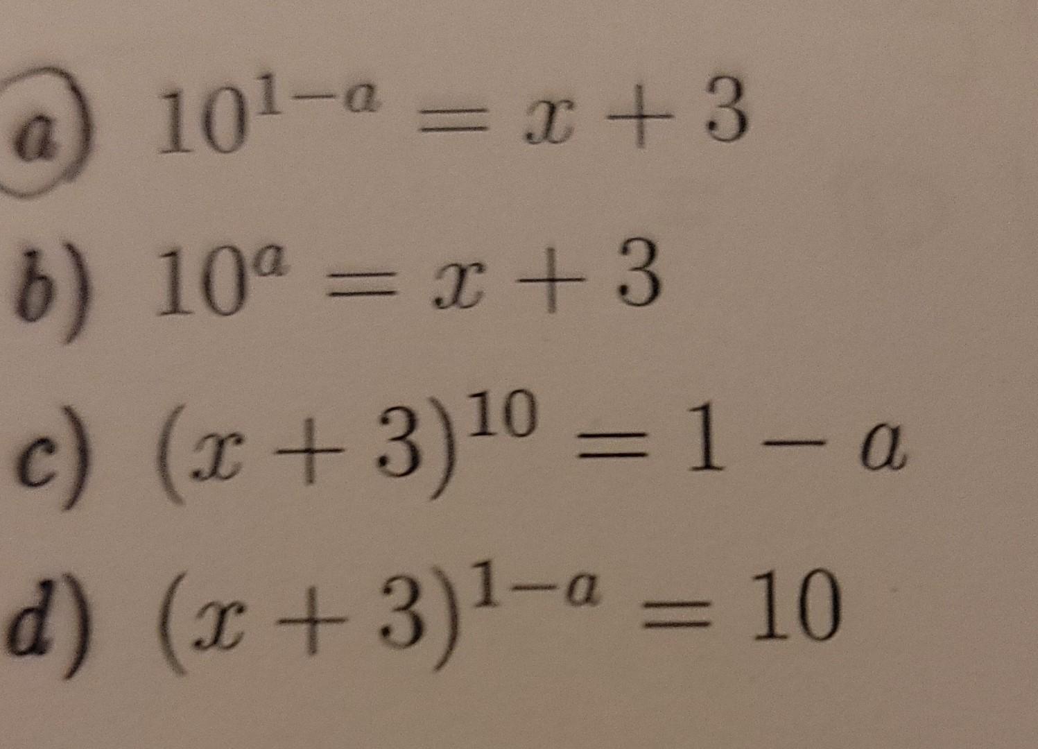 Which Is The Exponential Form Of 1 A Log X 3 1