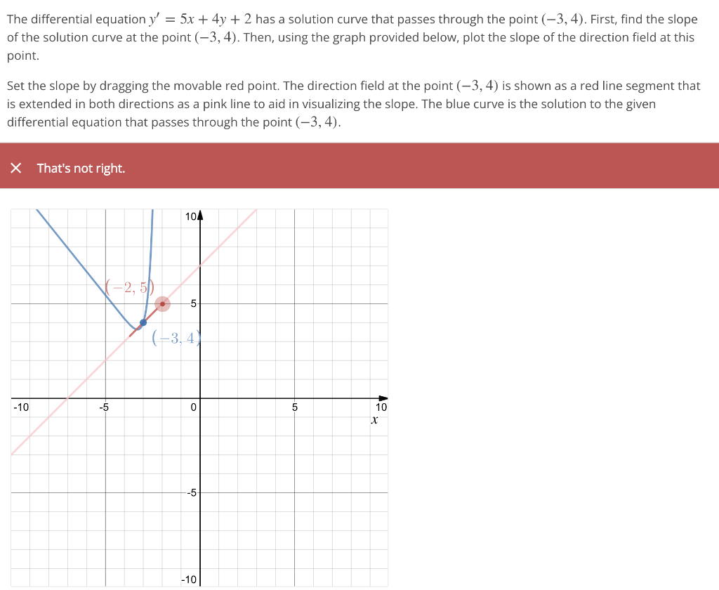 The Differential Equation Y 5x 4y 2 Has A Solution Curve That Passes Through The Point 3 4 First Find The S 1
