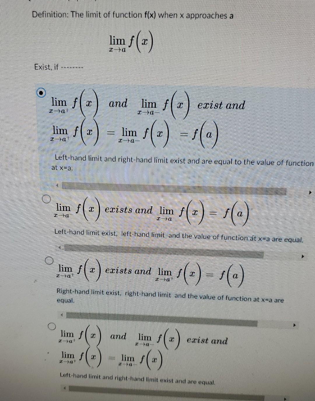 Definition The Limit Of Function F X When X Approaches A F X Exist If Wakurren Lim Fx T A Lim 2 Lim 2 A 1