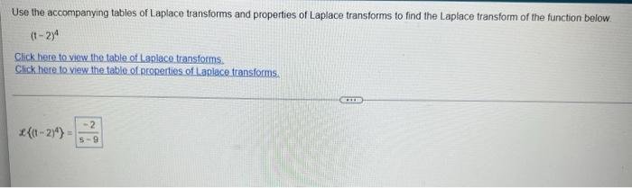 Use The Accompanying Tables Of Laplace Transforms And Properties Of Laplace Transforms To Find The Laplace Transform Of 1