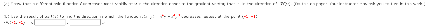 A Show That A Differentiable Function Of Decreases Most Rapidly At X In The Direction Opposite The Gradient Vector Th 1