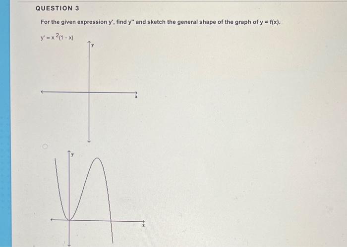 Question 3 For The Given Expression Y Find Y And Sketch The General Shape Of The Graph Of Y F X Y X 1 X 1