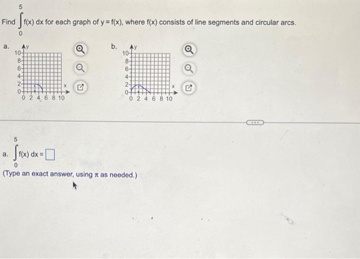 5 Find F X Dx For Each Graph Of Y F X Where F X Consists Of Line Segments And Circular Arcs Fro 0 A 10 8 6 4 2 1