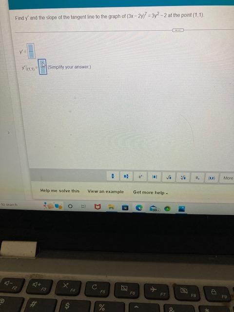 Find Y And The Slope Of The Tangent Line To The Graph Of 3x 2y 3y2 2 At The Point 1 1 10 Search F2 Y Yen Ku 4 1
